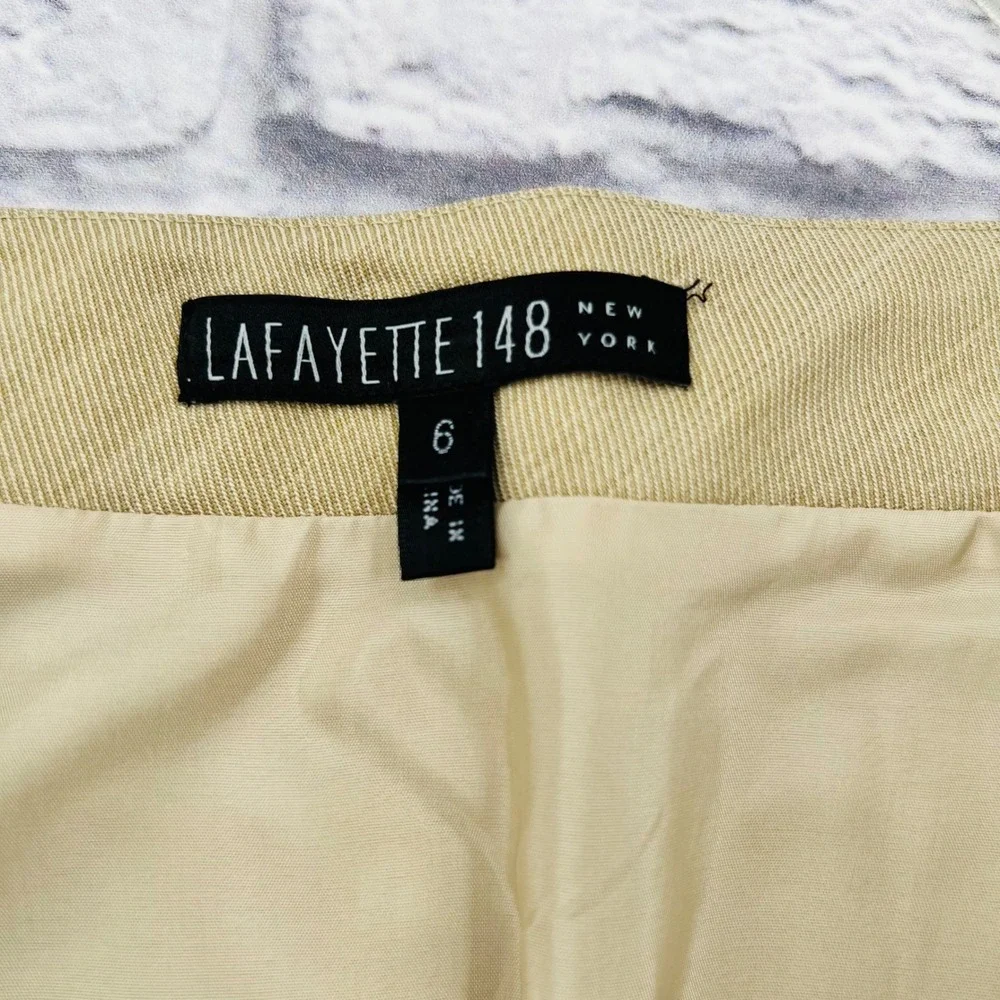 Lafayette 148 New York Tan Wool Pencil Skirt Size 6 Classic Career Wear